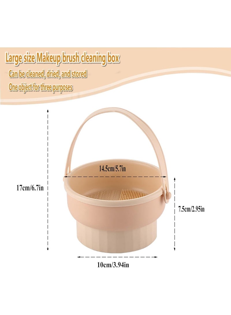 ChicAbode Makeup Brush Cleaner Mat 3 in 1 Silicone Makeup Brush Cleaner Bowl with Brush Drying Holder Cosmetic Brushes Cleaning Tool Organizer for Storage & Air Dry (Khaki) - Image 2